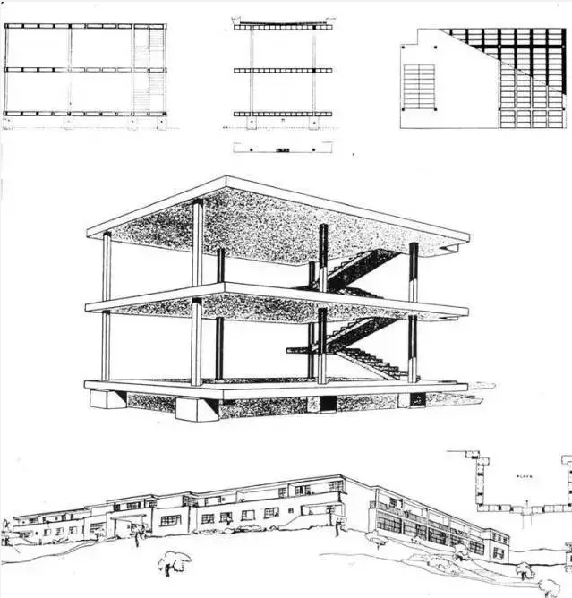 勒·柯布西耶maison Citrohan系列中  最早的原型maison Domino